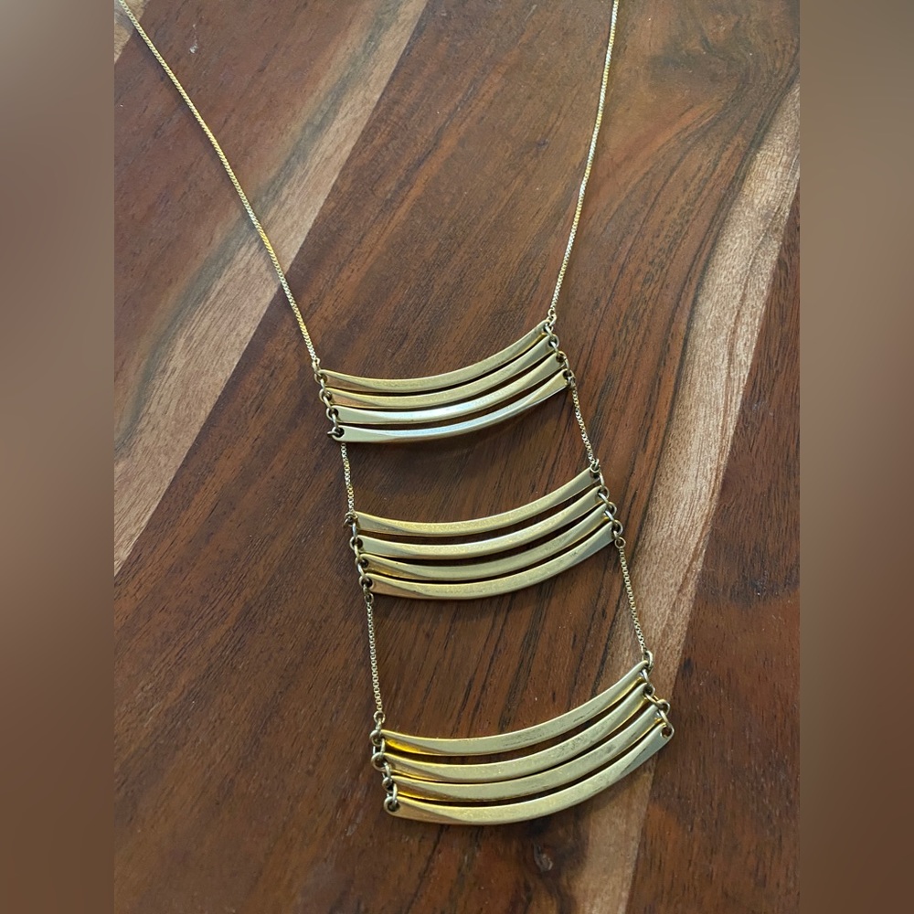 Madewell Boho Gold Toned Multi-Layer Ladder Necklace